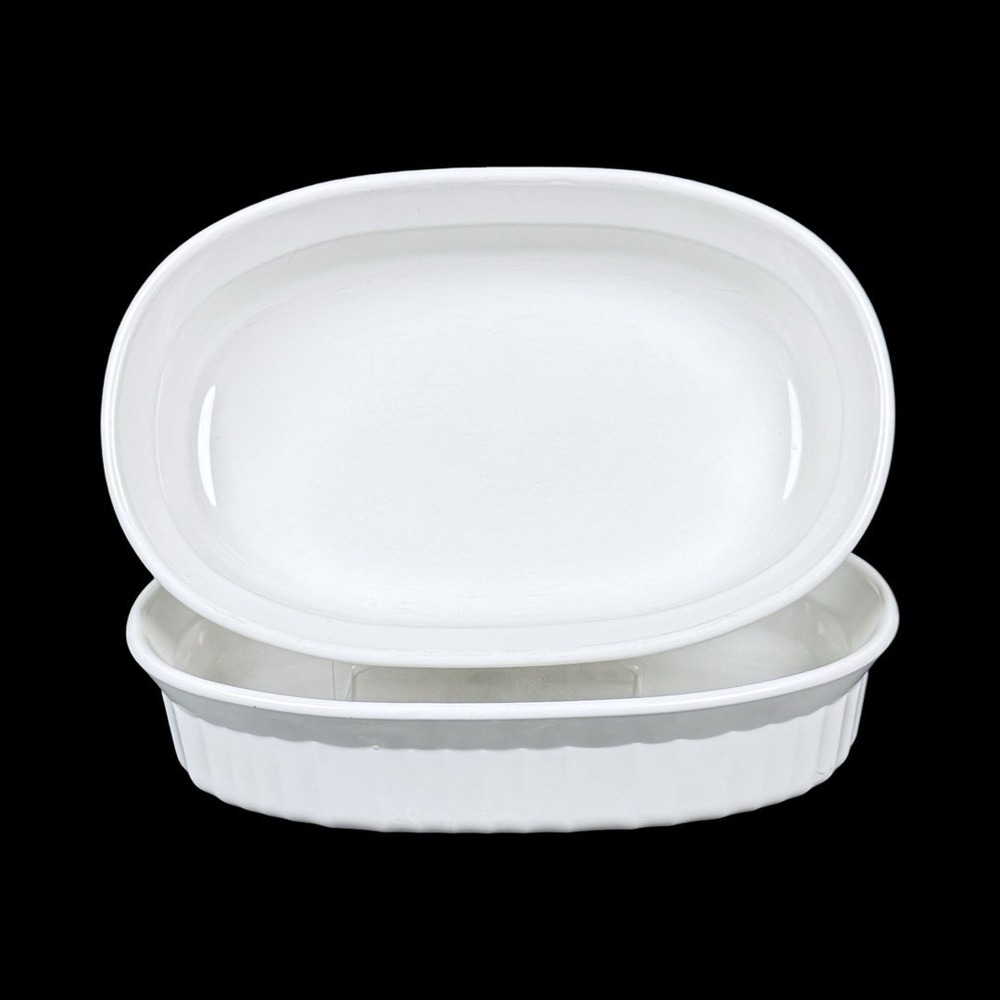 Corning Ware French White Small 15oz 7" Oval Casserole Dish F-15-B Set Of 2